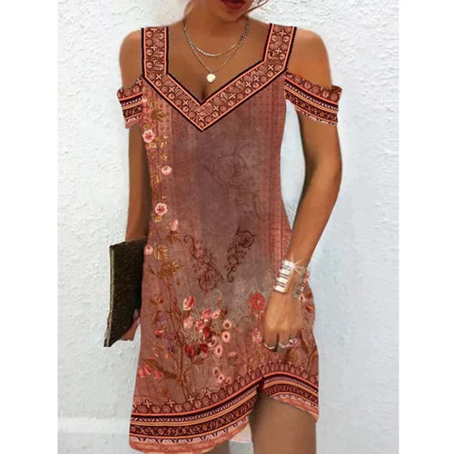 Drune | Frühling/Sommer Vintage Kleid mit Schulter Ausschnitt