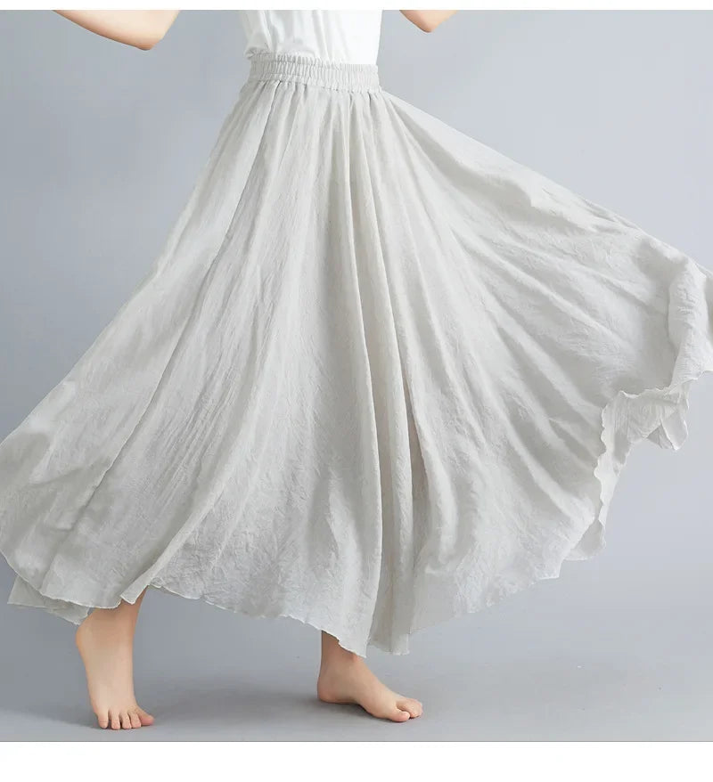 Drune | Mode Baumwolle Leinen Kleidung Frauen Röcke Maxi Y2K Elegant Strand Saia Ropa Mujer Lässiges Kleid Boho Lange Röcke Faldas Harajuku