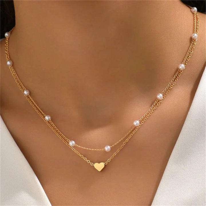 Drune | Perlen Choker Herz Halskette Für Frauen