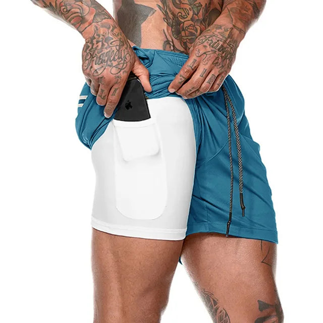 Drune | Herren 2 in 1 Laufshorts Schnelltrocknend Für Sport Und Training Selfico