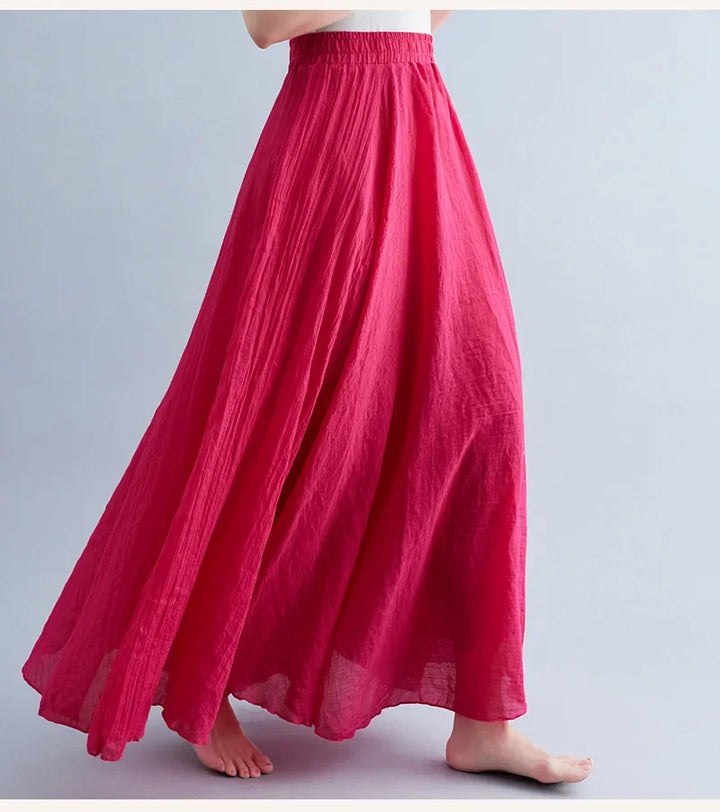 Drune | Mode Baumwolle Leinen Kleidung Frauen Röcke Maxi Y2K Elegant Strand Saia Ropa Mujer Lässiges Kleid Boho Lange Röcke Faldas Harajuku