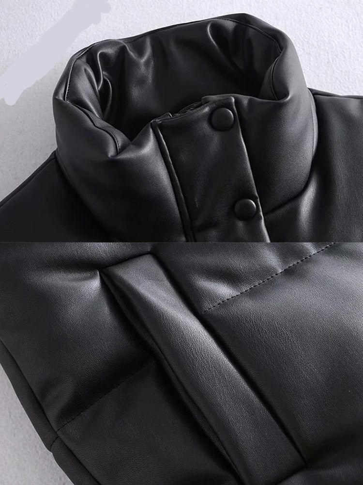 Drune Lederjacken für Damen | Elegante Stehkragen Westen | Modische Reißverschlussjacken