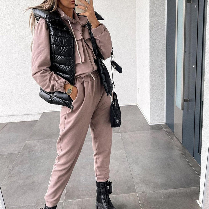 Drune | Herbst Casual Cargo - Sportanzug Mode Frau - Jacke und lange Hose mit Reißverschluss