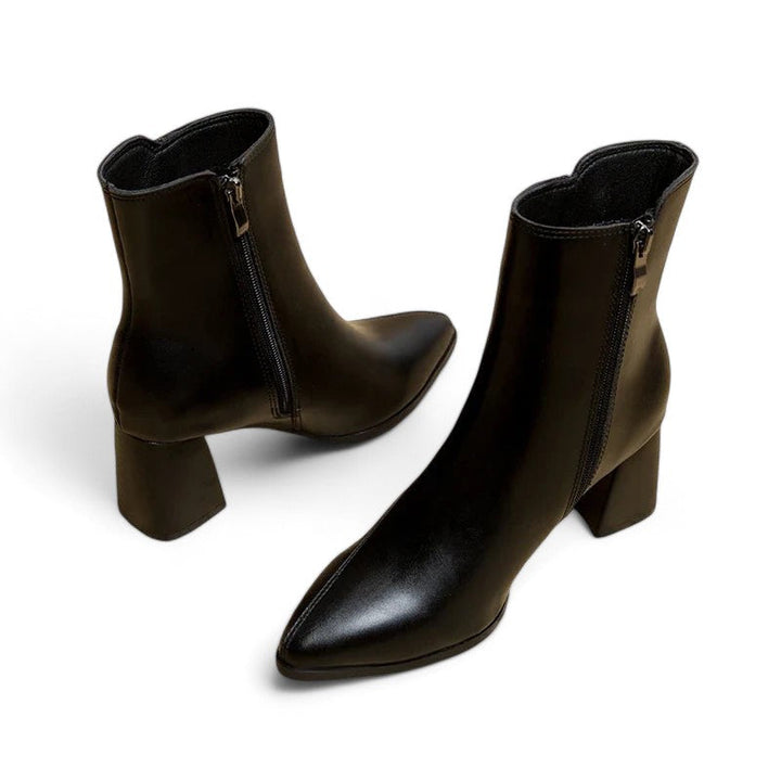 Drune - Frauen trendige klobige Absatzstiefel mit spitzem Zehen und wasserdichter Plattform