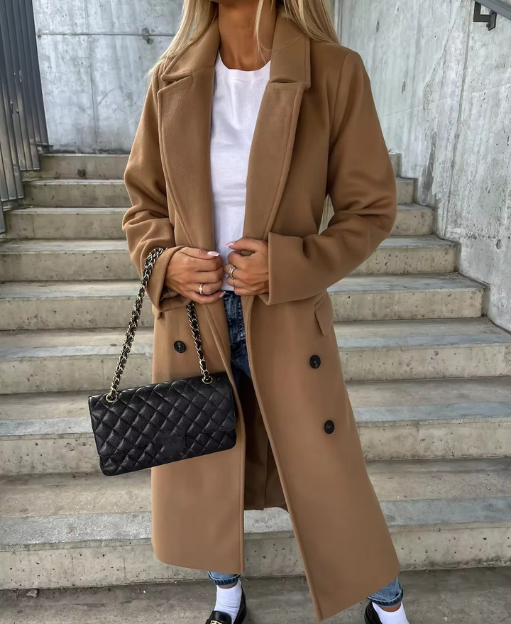 Drune | Damen Langer Trenchcoat - Mit Reverskragen & Knopfleiste