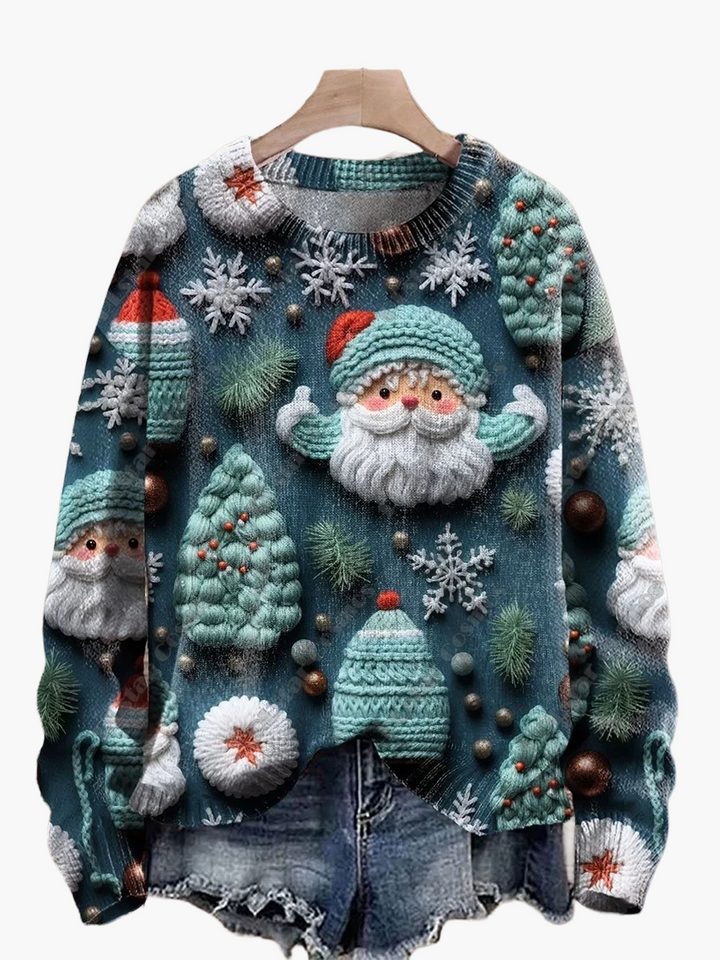 Drune | Weihnachtspullover mit festlichen 3D-Stickereien - Ideal für die Feiertage, Party & Winter