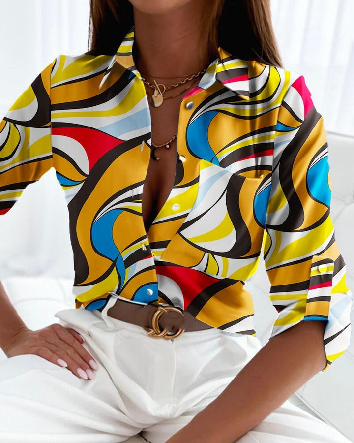 Drune | Button-Down-Bluse mit auffälligem Druck für Damen
