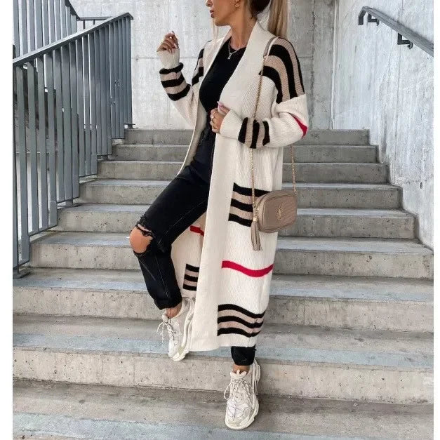 Drune - Langer Strickcardigan mit Streifen