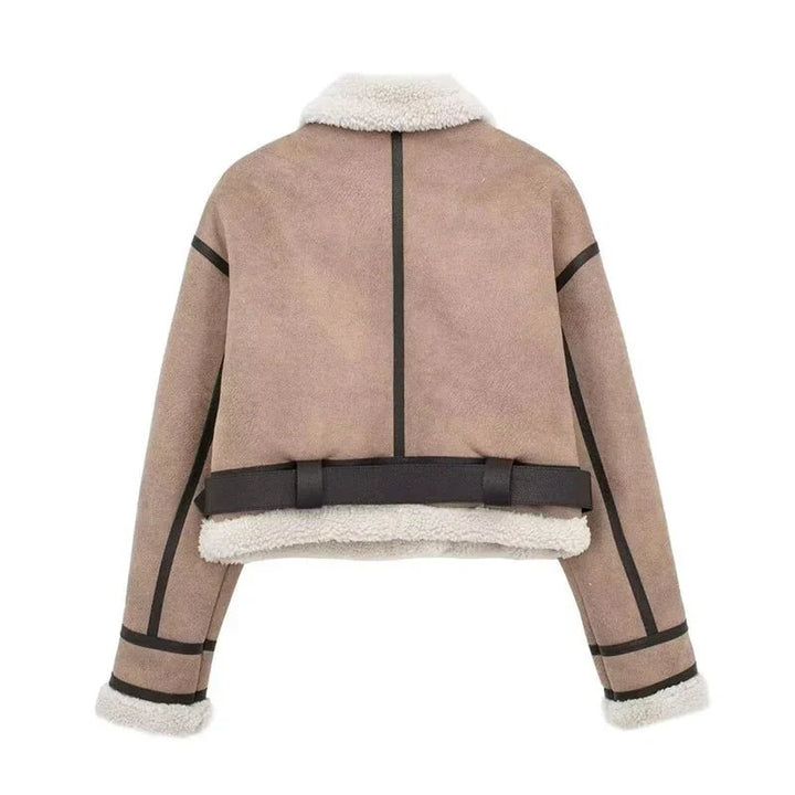 Drune | Aviator Jacke - Faux Shearling Futter - Gürteldesign