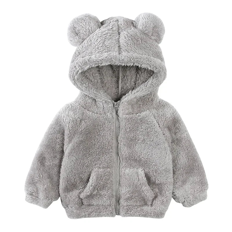 Drune Comfort Modische Bären-Kinderjacke aus dickem Samt