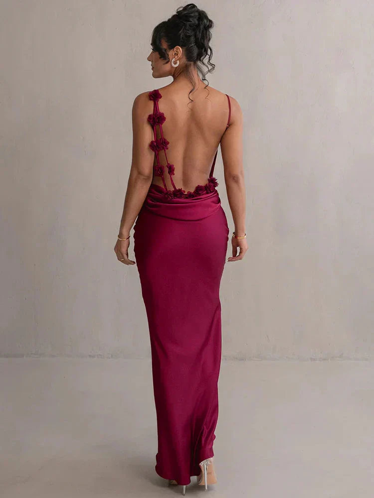 Drune | Satin Kleid mit Blumen