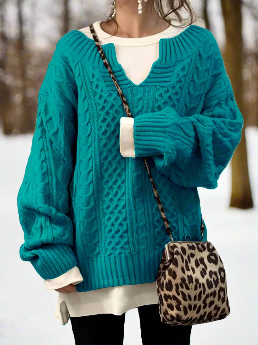 Drune | Wolle Kabelstrickpullover Übergröße Strickpullover