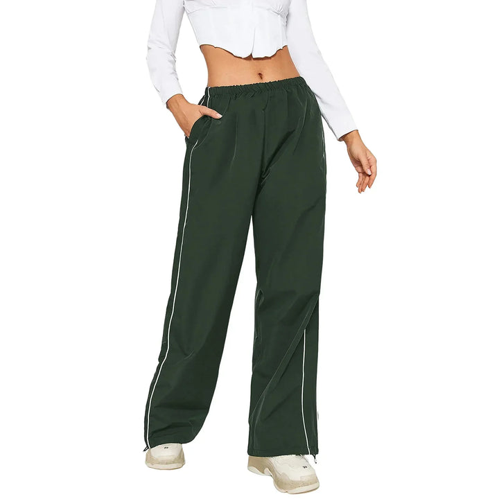 Drune | Frauen Y2K Elastischer Taillen Cargo Hosen Locker Einfarbige Jogginghosen Trainingshose mit Taschen Streetwear