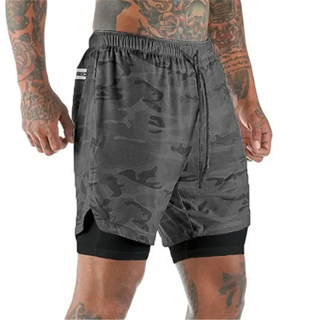 Drune | Herren 2 in 1 Laufshorts Schnelltrocknend Für Sport Und Training Selfico