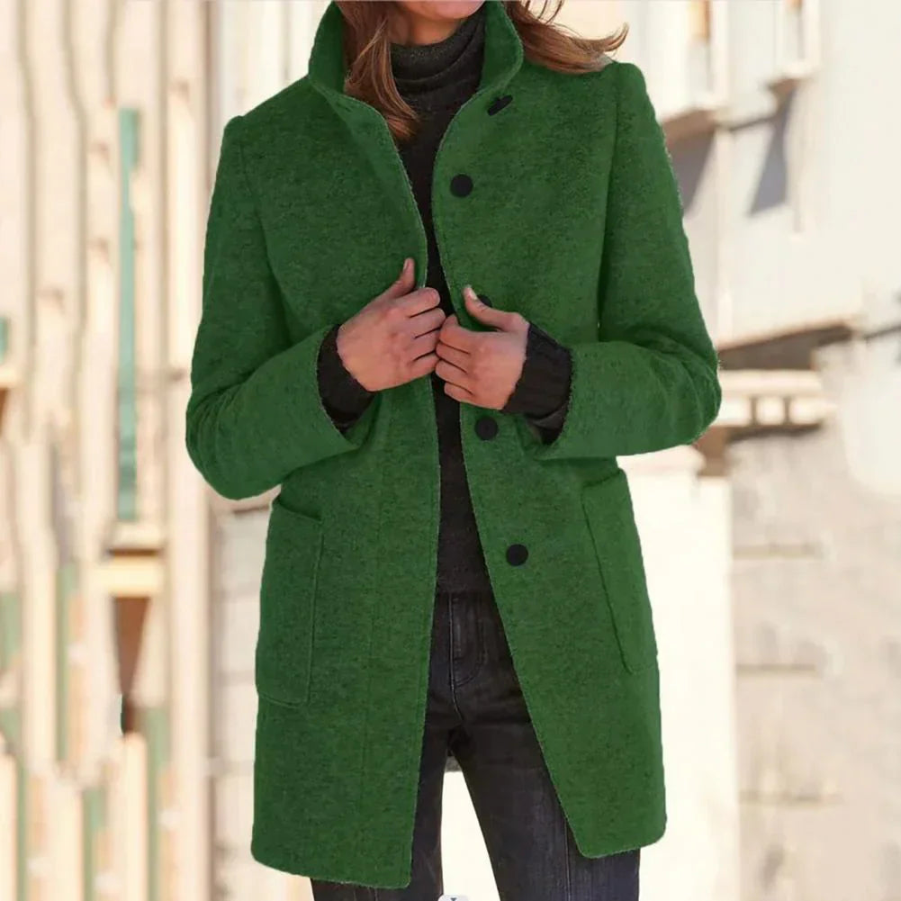 Drune | Elegante lange Jacke mit hochgeschlossenem Kragen