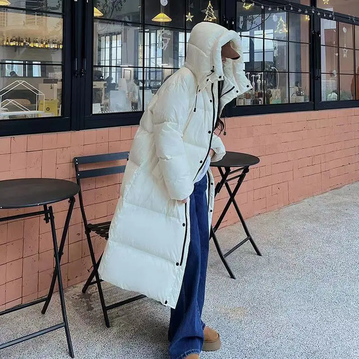 Drune | Lange Übergröße Damen Pufferjacke mit Kapuze