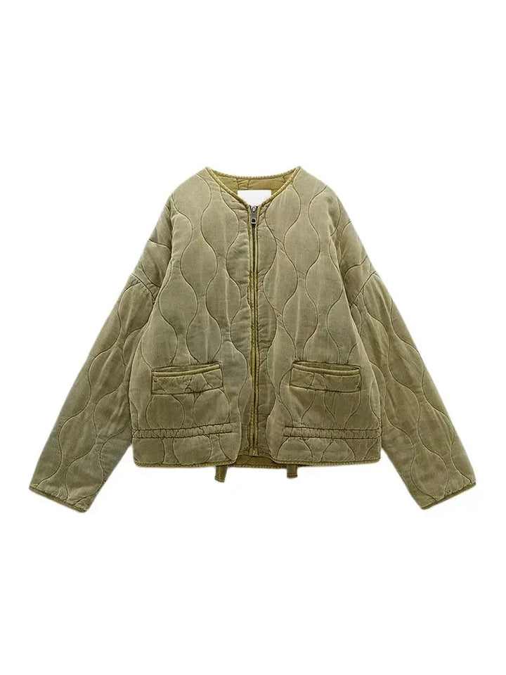 Drune | Gepolsterte Uni-Farbe Reißverschlussjacke