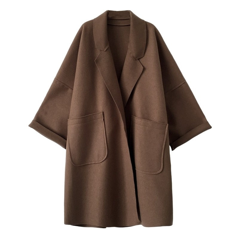 Drune | Eleganter Lockerer Woll Trenchcoat für