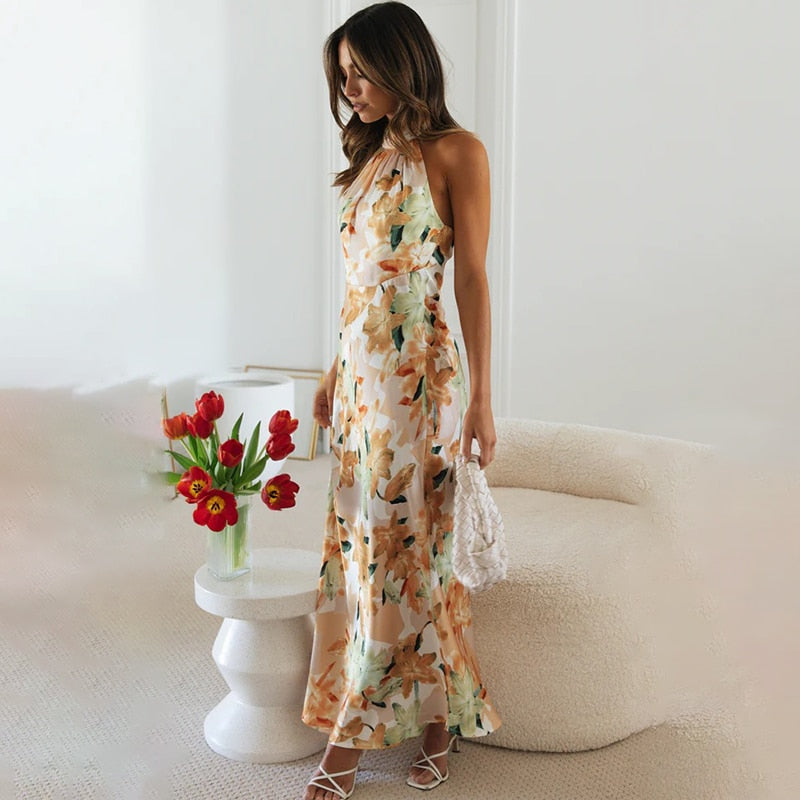 Drune - Satin-Kleid mit Blumenmuster