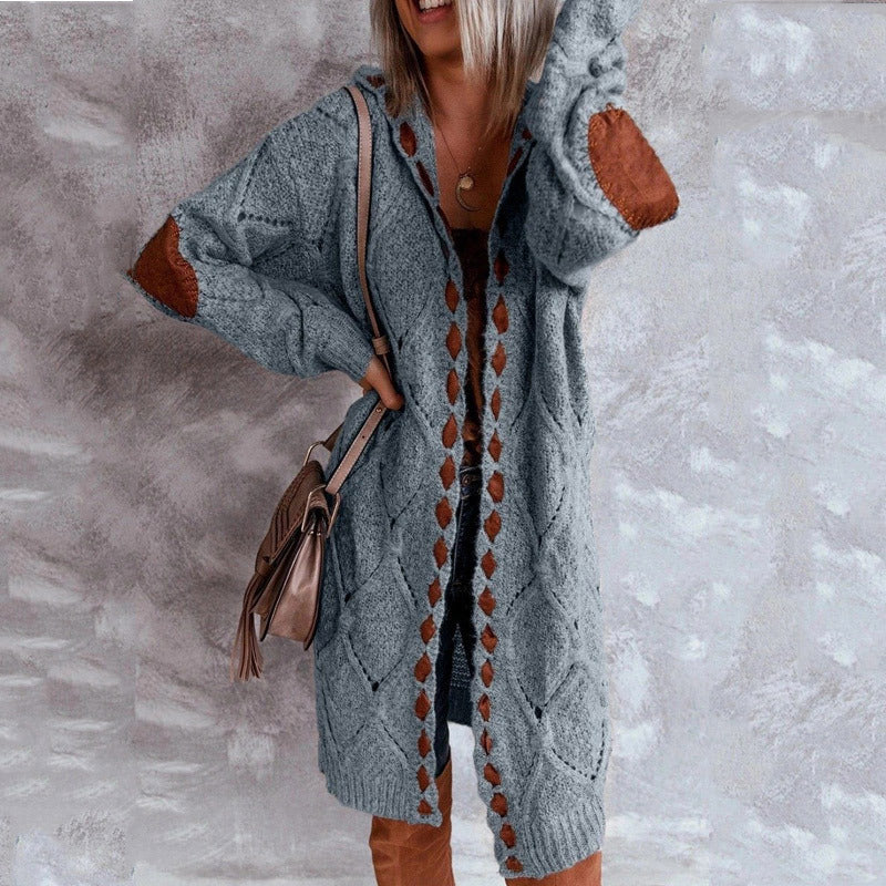 Drune | Eleganter Strickpullover mit Kapuze Im Weinlese Stil