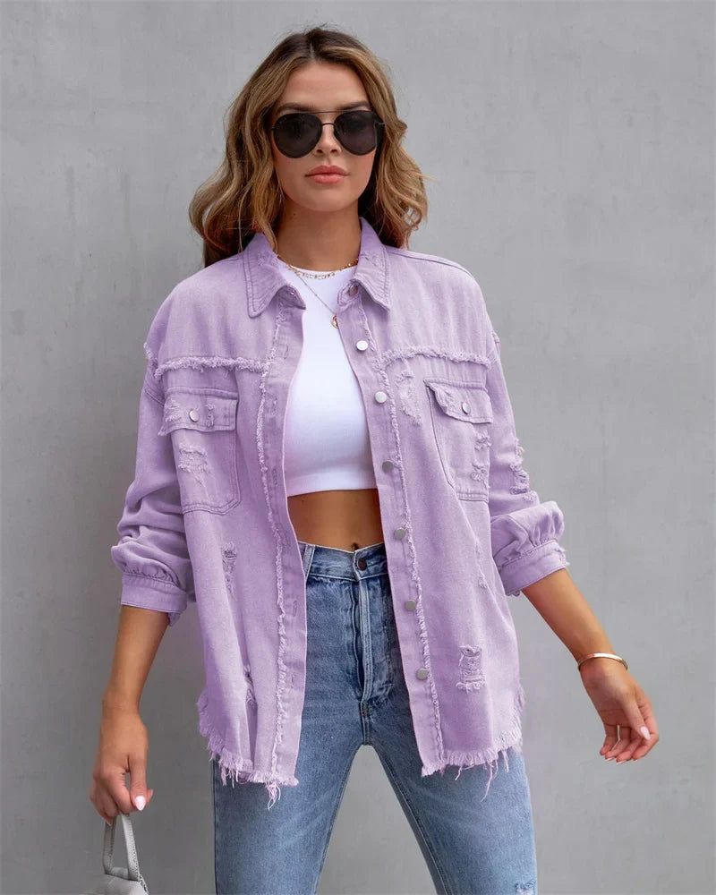 Drune | Reißverschluss Hemdjacke Damen Mode Herbst und Frühling