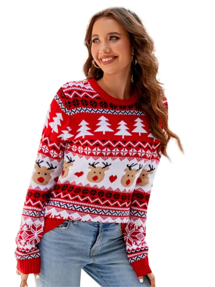 Drune - Hässlicher Weihnachtspulli - Lustiges Rentier- und Schneeflockenmotiv
