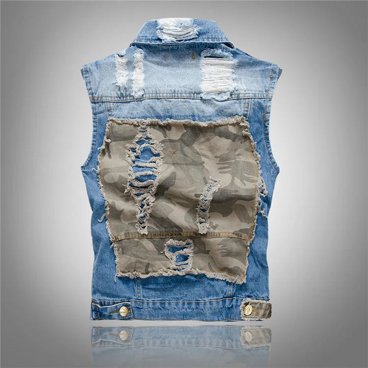 Drune | Jeansweste Mit Patches Für Herren