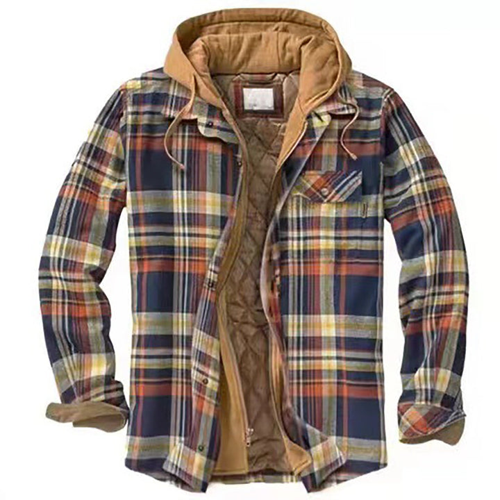 Drune | Extra warme karierte Herrenjacke mit Kapuze