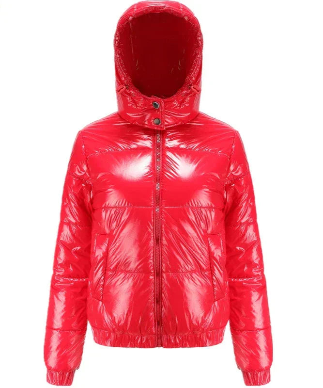 Drune | Metallische Winterjacke mit Kapuze für Frauen