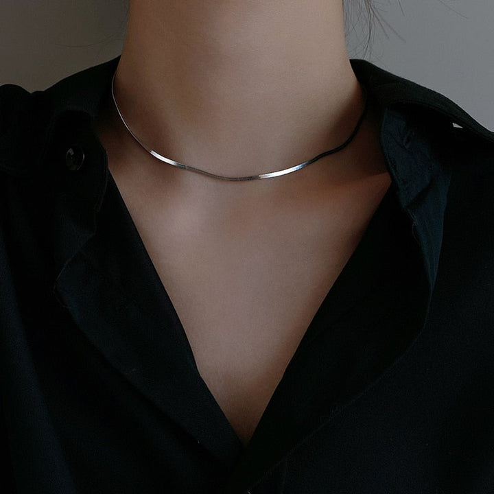 Drune Elegante Echtsilber-Schlangenknochenkette | Damen Schlüsselbein-Kettenhalskette