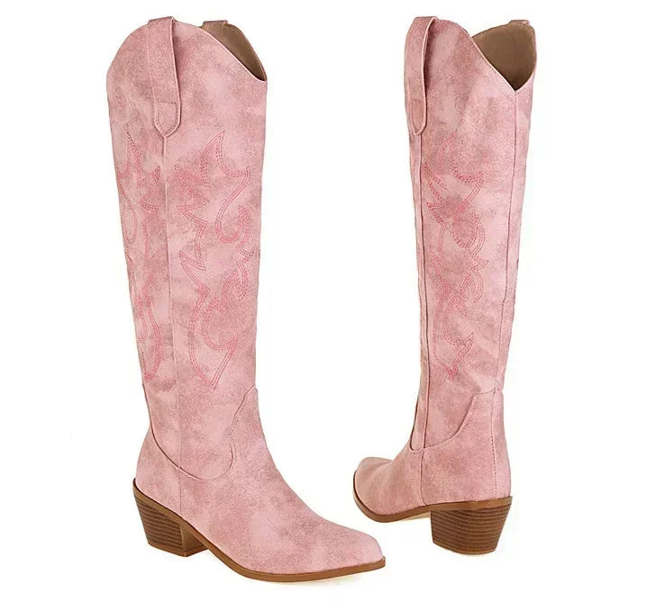 Drune | Wildleder Kniehohe Cowboystiefel Frühlingskollektion