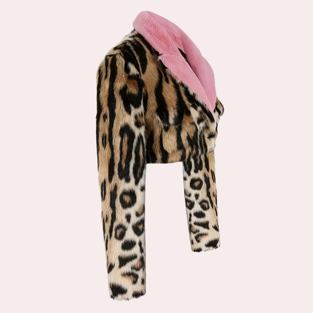 Drune | Winter Pelzmantel mit Leopardenmuster für Damen