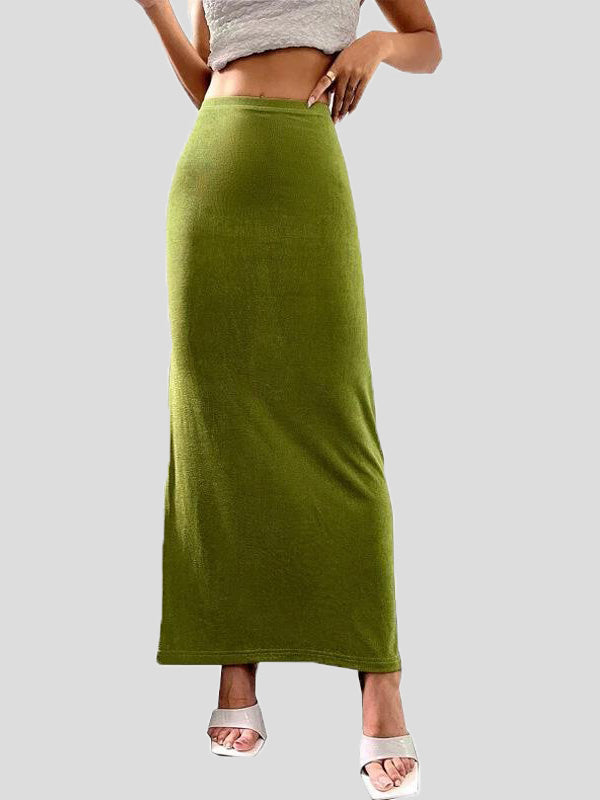 Drune | Frauen Röcke Lässige Einfarbige Slim Fit Maxi Rock
