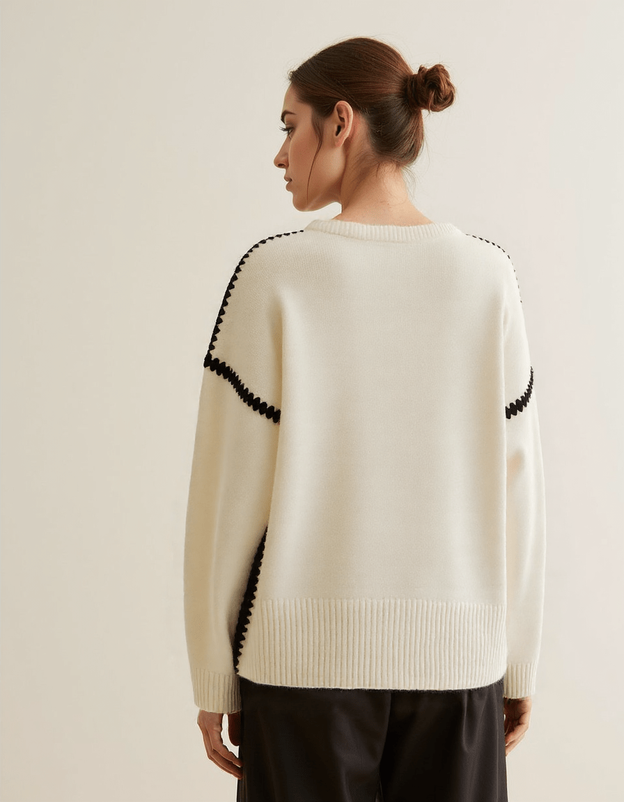 Drune | Pullover - Damen Herbst bestickter Strickpullover