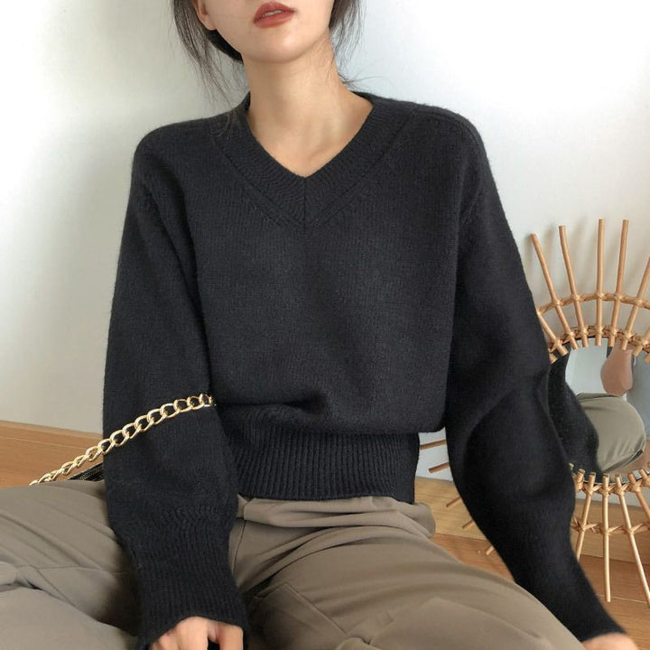 Drune | Minimalismus V-ausschnitt Pullover Pullover