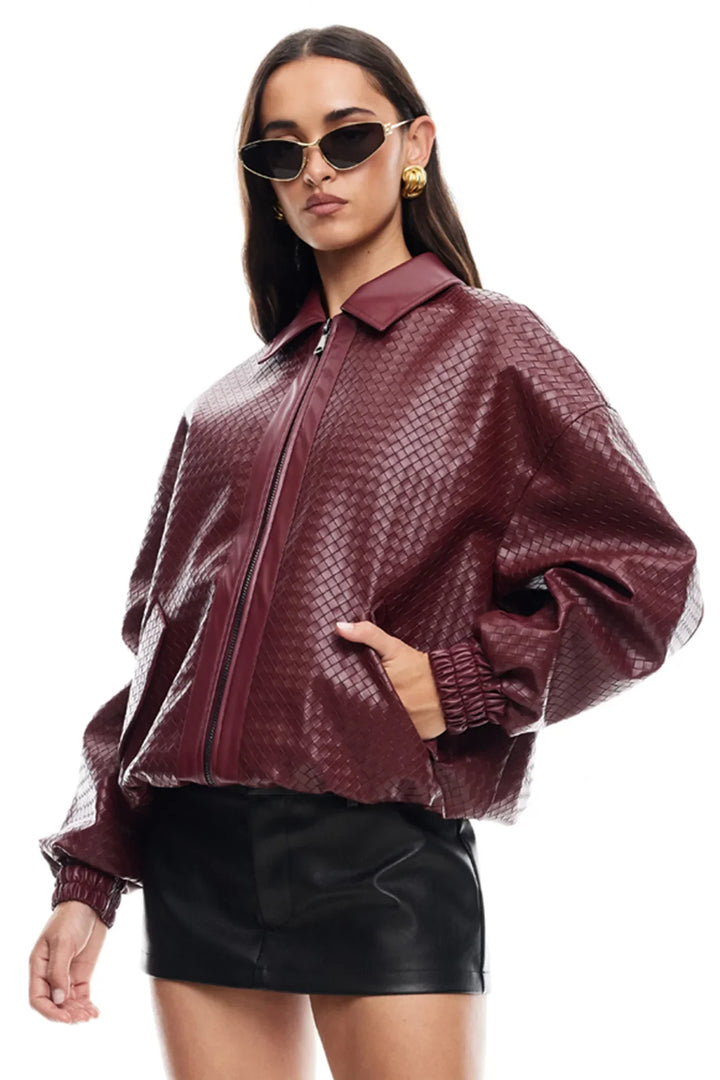 Drune | Woven Faux Leder Bomberjacke