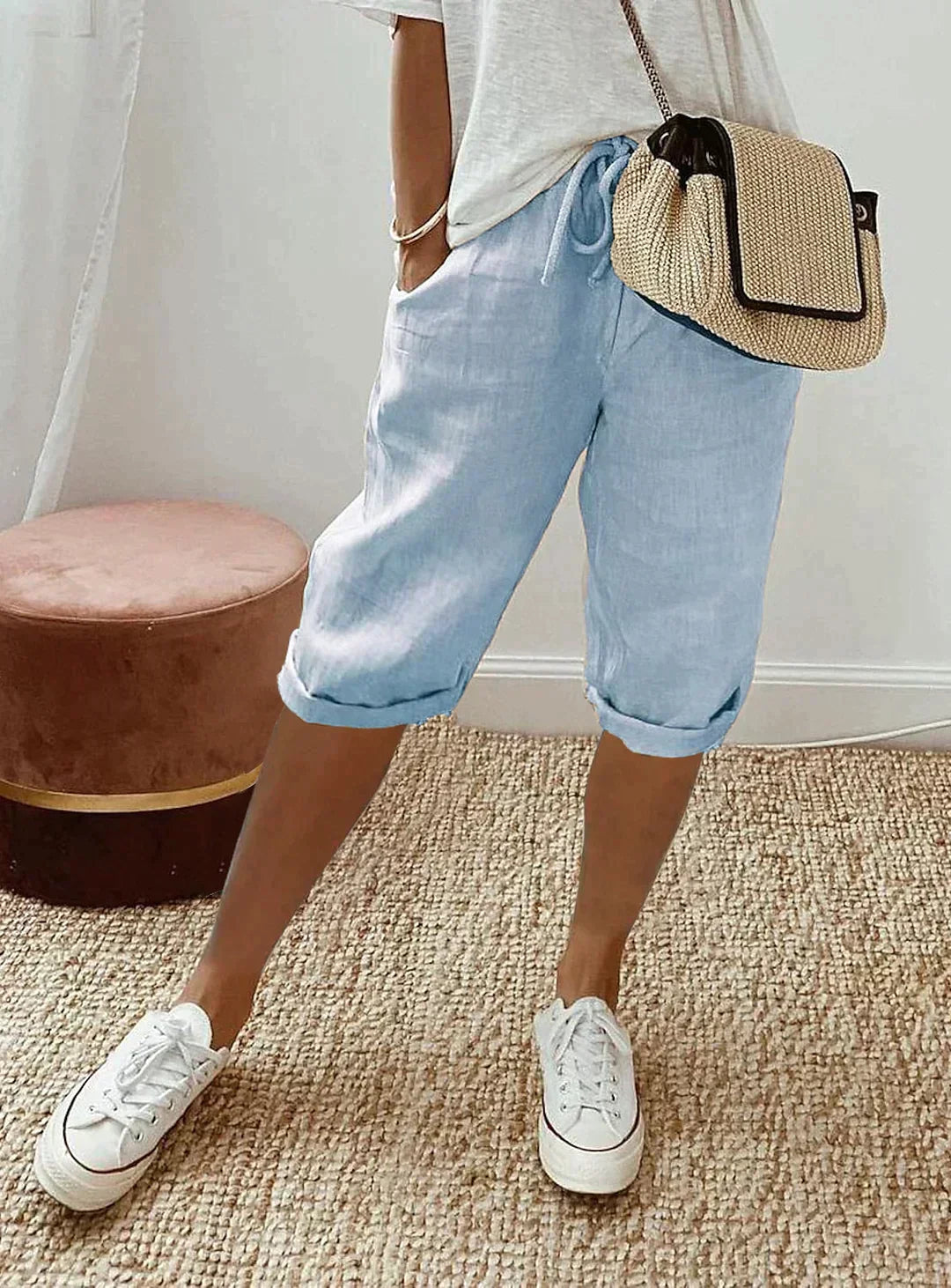 Drune | Damen-Leinenhose mit Weitem Bein