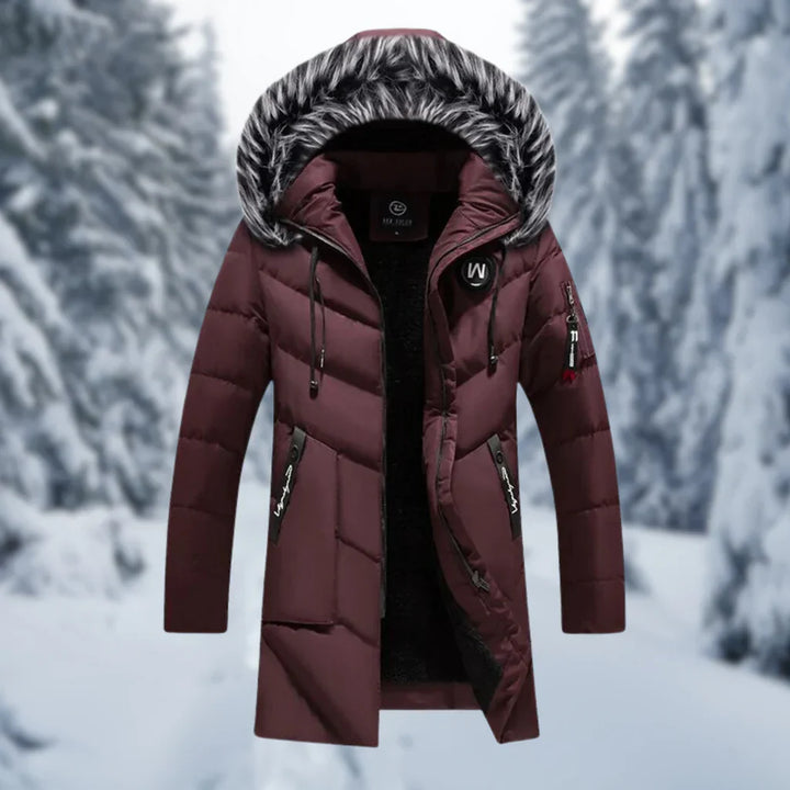 Drune | Jacke - Gequiltet Übergröße Fit - Kapuze mit Kunstfell - Mittellang - Rippbündchen