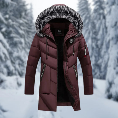 Drune | Jacke - Gequiltet Übergröße Fit - Kapuze mit Kunstfell - Mittellang - Rippbündchen