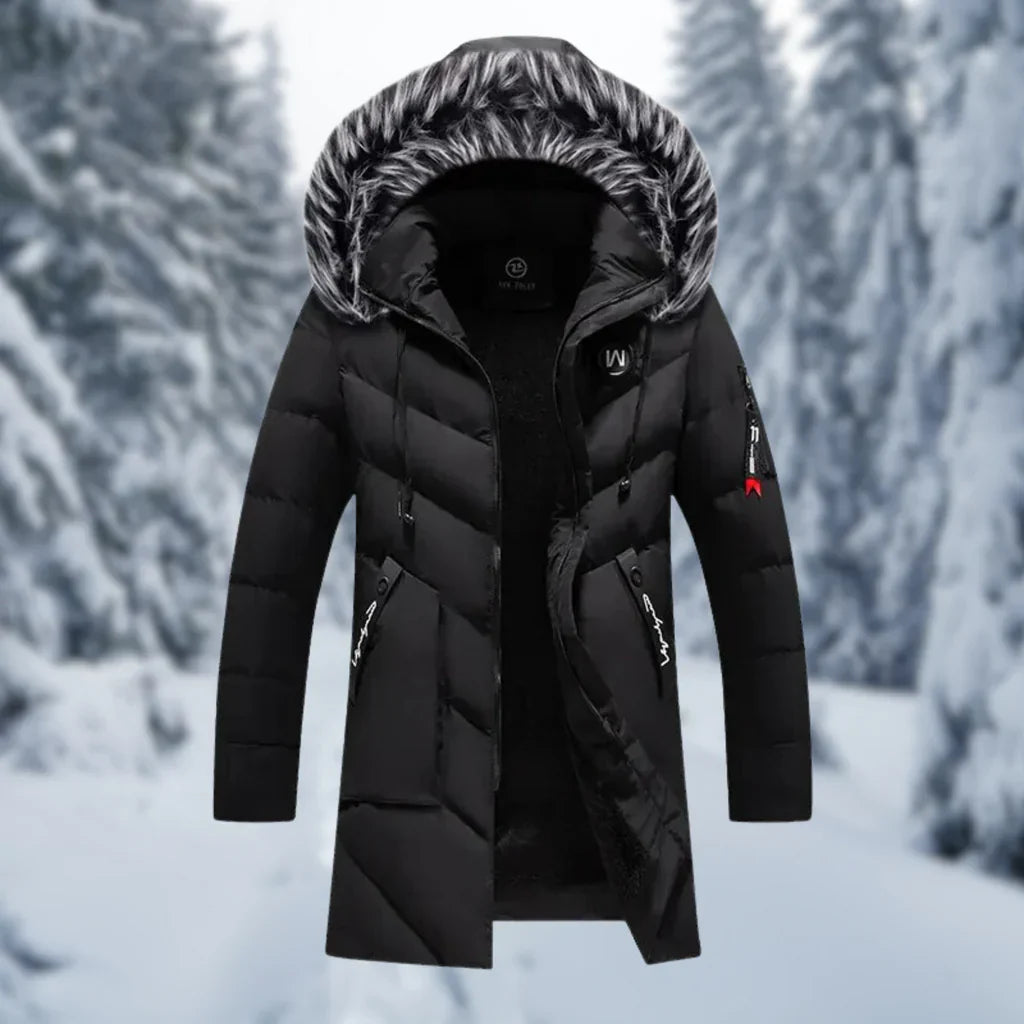 Drune | Jacke - Gequiltet Übergröße Fit - Kapuze mit Kunstfell - Mittellang - Rippbündchen