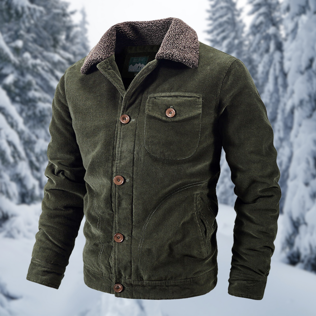 Drune | Wintermantel mit Fellkragen Im Militärstil
