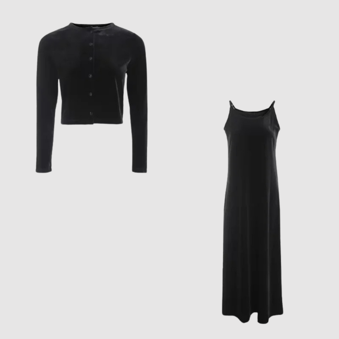 Drune | Weste und Kleid Satz mit Samtträgern