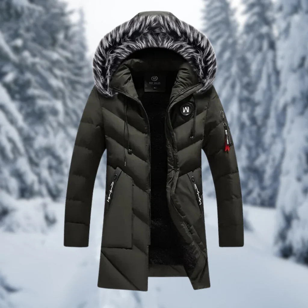 Drune | Jacke - Gequiltet Übergröße Fit - Kapuze mit Kunstfell - Mittellang - Rippbündchen