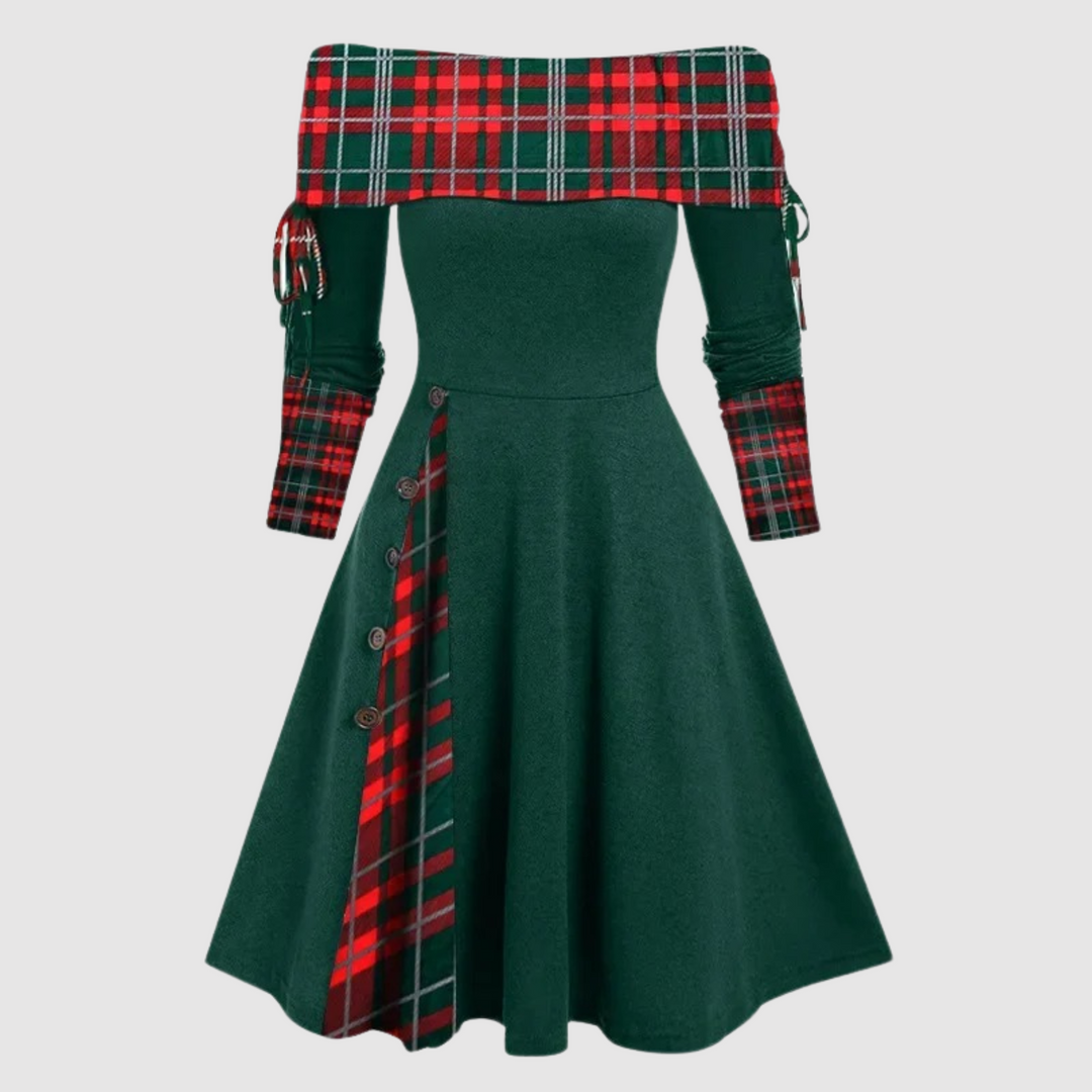 Drune | Off Shoulder Langarm Winterkleid