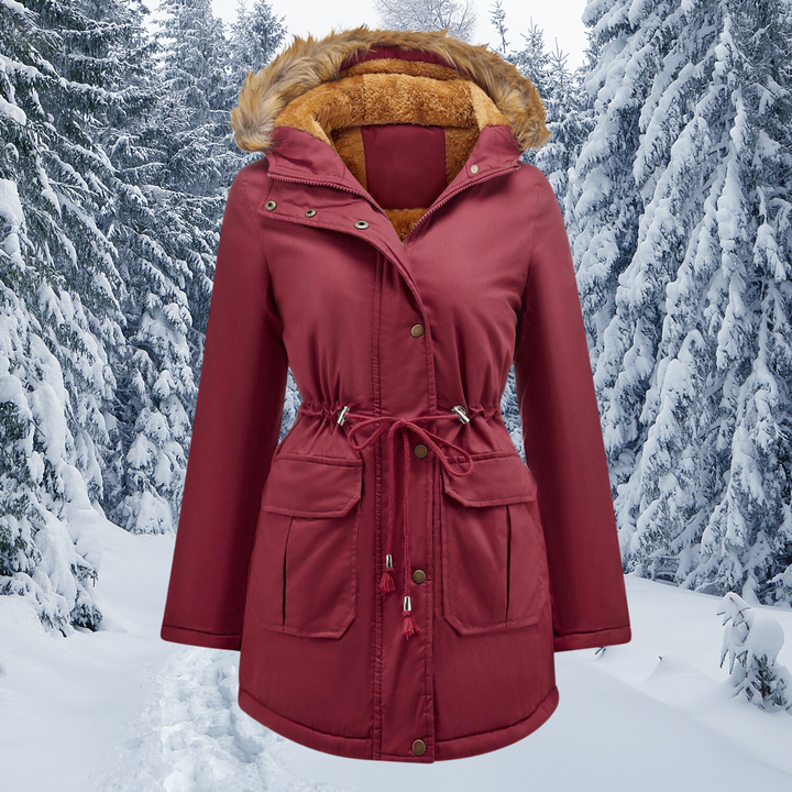 Drune | Fellkragen mit Kapuze Warme Winterjacke