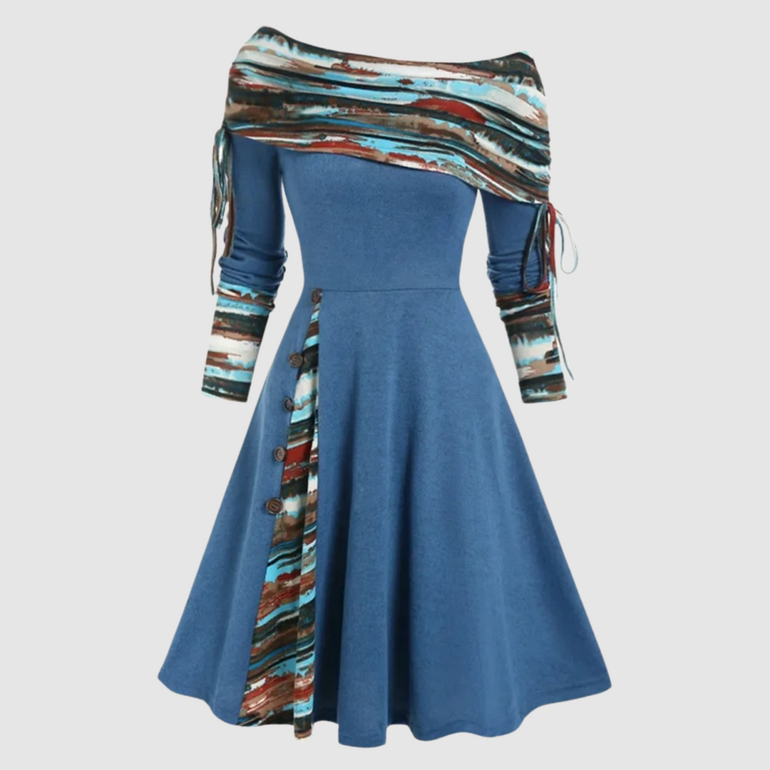 Drune | Off Shoulder Langarm Winterkleid