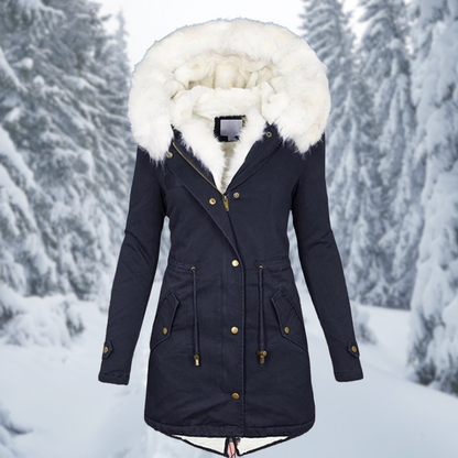 Drune | Eleganter gepolsterter Baumwollmantel mit Kapuze für Damen