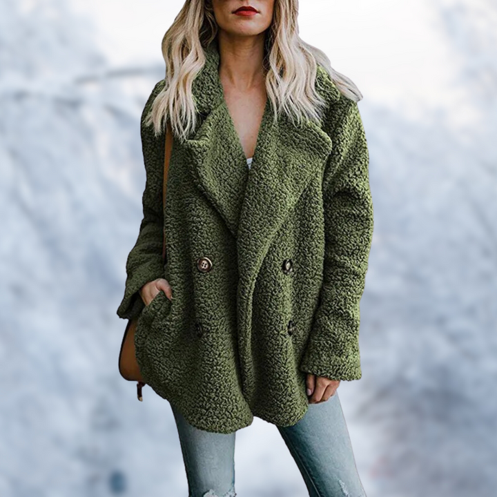 Drune - Damen schwarzer Teddy-Mantel für gemütlichen Komfort