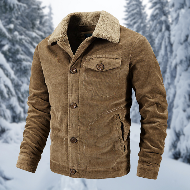 Drune | Wintermantel mit Fellkragen Im Militärstil