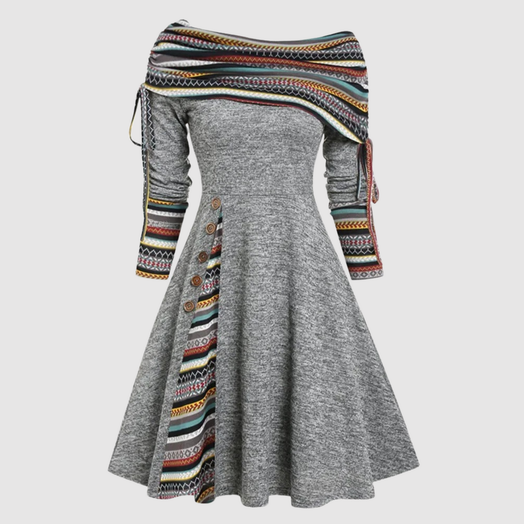 Drune | Off Shoulder Langarm Winterkleid
